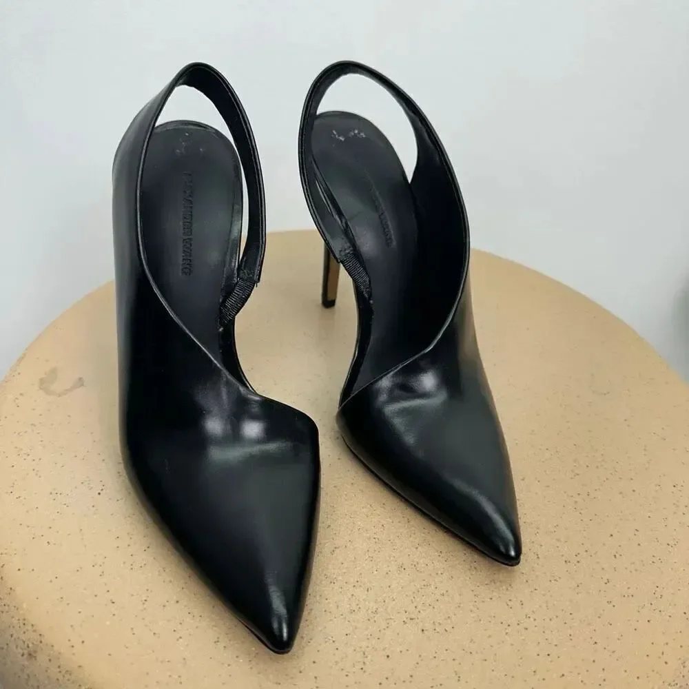 Alexander Wang Women’s Edie Slingback Heels Black Leather Pumps